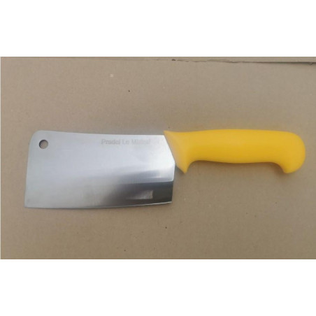 ***FEUILLE DE BOUCHER / LAME 15 CM TOTAL 28CM / MANCHE ERGONOMIQUE JAUNE / TRES TRANCHANT PRADEL F