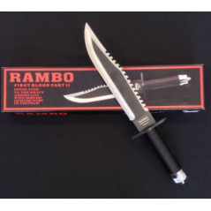 *Collectionneur Couteau 'Rambo II' 40cm avec étui en cuir ROBUSTE 700g avec accessoires de survie Ro