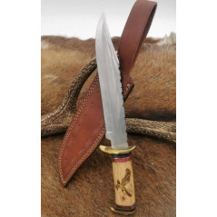 ***BEAU COUTEAU BOWIE FROST USA LAME ACIER 420C MANCHE BOIS D'OLIVIER EAGLE SPIRIT "aigle GRAVÉ"