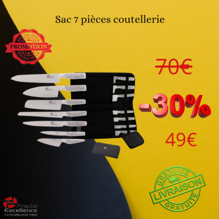SAC 7 PIÈCES COUTELLERIE PRADEL EXCELLENCE THIERS FRANCE