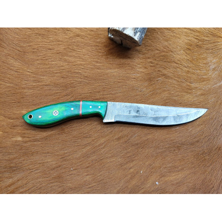 Couteau chasse lame damas Manche en bois de rose + couteau à depecer pradel excellence offert w68