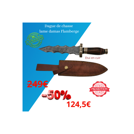 Dague de chasse lame damas Flamberge