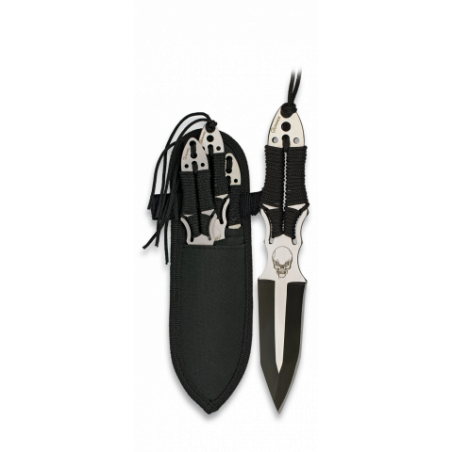 3 Couteaux à lancer Tête de mort. 17 cm
