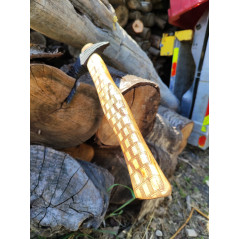 Magnifique hachette en acier brute de forge 1095C RITE EDGE USA VIKING AXE ETUI CUIR DMH37 x CM35