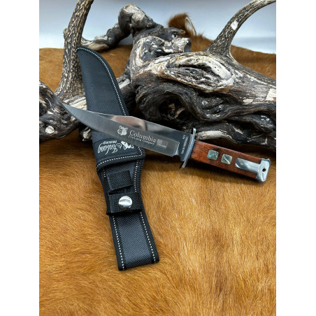 Poignard de chasse Columbia Jinlang company manche Bois lame super tranchante ref P5 CM45