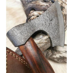 Magnifique hachette en acier brute de forge 1095C RITE EDGE USA VIKING AXE ETUI CUIR DMH35 x CM55