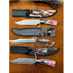 Lots de 3 couteaux de collection type poignard avec étui CM59