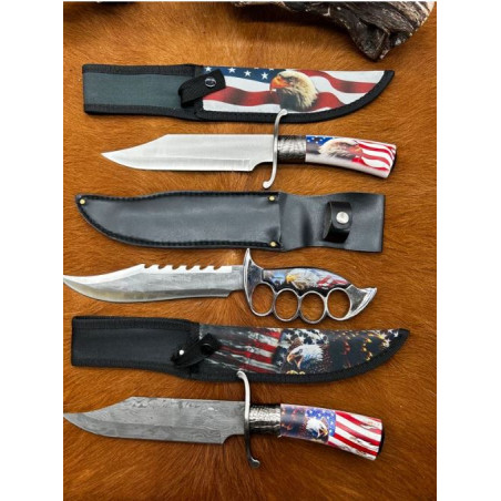 Lots de 3 couteaux de collection type poignard avec étui CM59