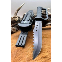 Couteau de Survie30Cm poignée poing américain et pierre à feu Etui rigide avec passant Ceinture s30 CM73