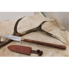 Spear Wood Handle LANCE de chasse, manche en bois avec lame damas 256 couches double tranchant DM3 CM78