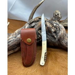 Couteau pliant lame damas manche en os