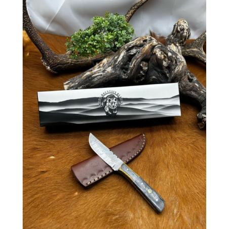 Magnifique petit Couteau smoky Mountain Blades lame en acier Damas et manche en Bois vendu dans sa boîte ref SMB125