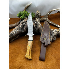 Magnifique couteau Bowie lame acier damas ref B186