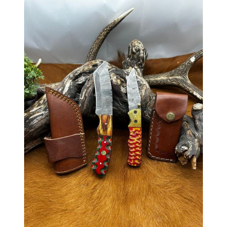 Pour collectionneur Magnifique Lot de deux couteaux damas L109
