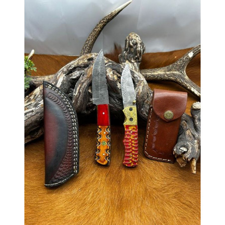 Pour collectionneur Magnifique Lot de deux couteaux damas L107