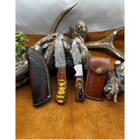 Pour collectionneur Magnifique Lot de deux couteaux damas ref L100