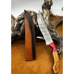 Couteau chasse lame damas 256 couches Manche en bois ref D89