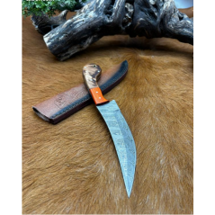 Couteau chasse lame damas 256 couches Manche en bois ref D72