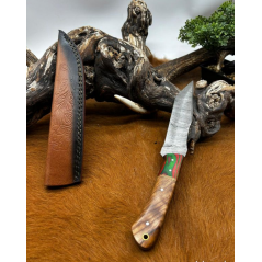 Couteau chasse lame damas 256 couches Manche en bois ref D71