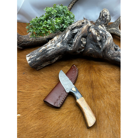 Magnifique petit Couteau smoky Mountain Blades lame en acier Damas et manche en bois vendu dans sa boîte ref SMB132