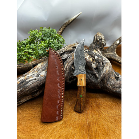 Magnifique petit Couteau smoky Mountain Blades lame en acier Damas et manche en bois vendu dans sa boîte ref SMB131