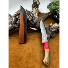Couteau chasse lame damas 256 couches Manche en bois ref D21