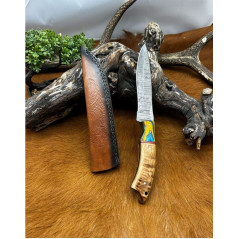 Couteau Damas 256 couches manche en bois ref D22