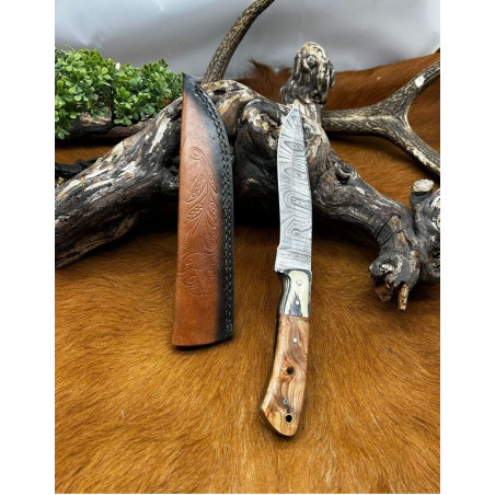 Couteau Damas 256 couches manche en bois ref D10