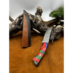 Couteau chasse lame damas 256 couches Manche en bois ref D70