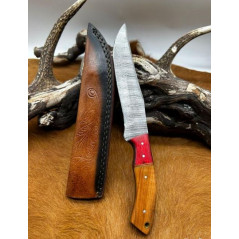 Couteau chasse lame damas 256 couches Manche en bois ref D45