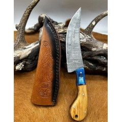 Couteau chasse lame damas 256 couches Manche en bois ref D77