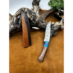 Couteau chasse lame damas 256 couches Manche en bois ref D95