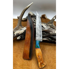 Couteau chasse lame damas 256 couches Manche en bois ref D48