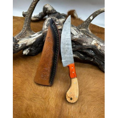 Couteau chasse lame damas 256 couches Manche en bois ref D75