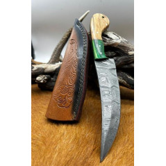 Couteau chasse lame damas 256 couches Manche en bois ref D61