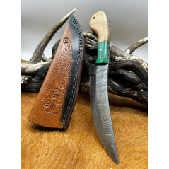 Couteau chasse lame damas 256 couches Manche en bois ref D78
