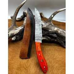 Couteau chasse lame damas 256 couches Manche en bois coloré ref D81