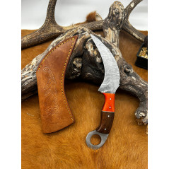 Couteau Karambit Lame Acier DAMAS 256couches manche en bois Fabrication Artisanal Réf K16