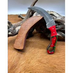Couteau Karambit Lame Acier DAMAS 256couches manche en bois Fabrication Artisanal Réf K14