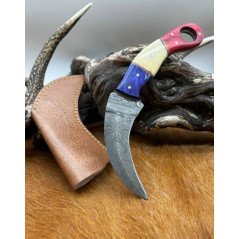 Couteau Karambit Lame Acier DAMAS 256couches manche en os Fabrication Artisanal k25