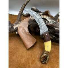 Couteau Karambit Lame Acier DAMAS 256couches manche en os Fabrication Artisanal k22