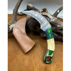 Couteau Karambit Lame Acier DAMAS 256couches manche en os Fabrication Artisanal k26