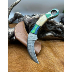 Couteau Karambit Lame Acier DAMAS 256couches manche en os Fabrication Artisanal k26
