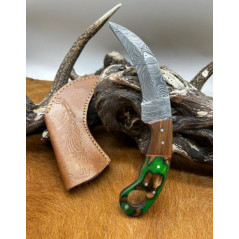 Couteau Karambit Lame Acier DAMAS 256couches manche en bois Fabrication Artisanal Réf k11