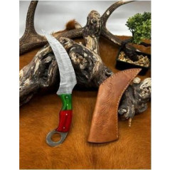 Couteau Karambit Lame Acier DAMAS 256couches manche en bois Fabrication Artisanal Réf K08