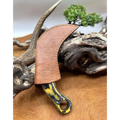 Couteau Karambit Lame Acier DAMAS 256couches manche en bois Fabrication Artisanal Réf K04