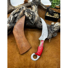 Couteau Karambit Lame Acier DAMAS 256couches manche en bois Fabrication Artisanal Réf K12