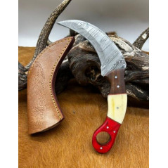 Couteau Karambit Lame Acier DAMAS 256couches manche en os Fabrication Artisanal k24