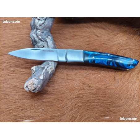 Couteau de poche manche en Micarta "bleu" ref MCT11