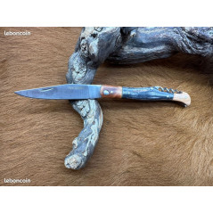 Couteau de Poche Pliant manche en Bois de Rose, Mitre en Bois (Gravure Prénom Offerte) ref CBR03